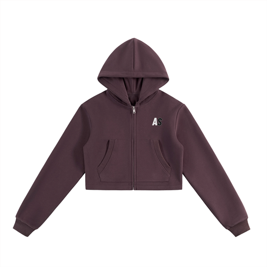 ASCENDRA™ Essential Cropped Zip-Up Hoodie